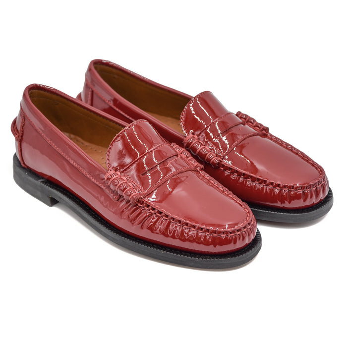 Sebago Mocassini Donna Rosso In Sofisticata E Morbida Vernice