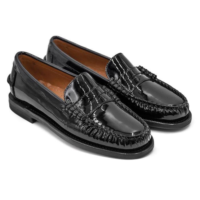 Mocassini Sebago Donna Lucido Classic Dan Nero Tocco Luminoso