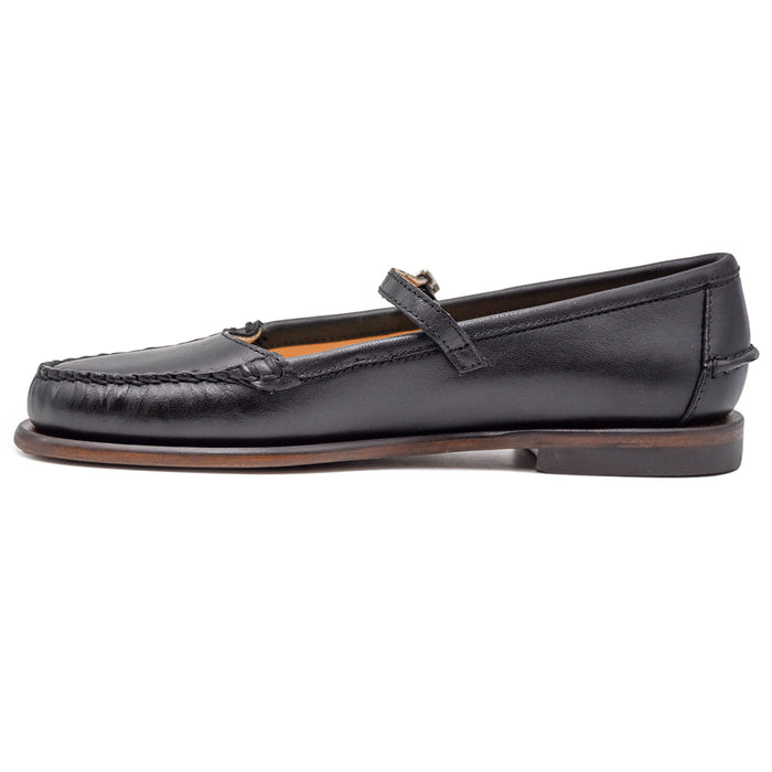 Ballerina Pop Woman Sebago In Pelle Nera Con Suola In Cuoio