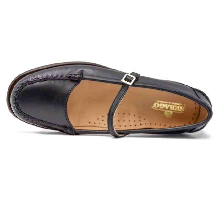 Ballerina Pop Woman Sebago In Pelle Nera Con Suola In Cuoio