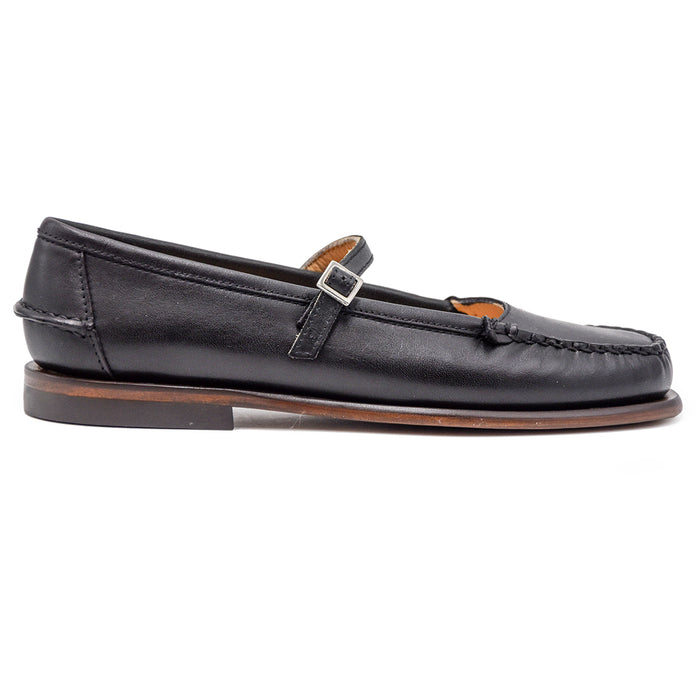 Ballerina Pop Woman Sebago In Pelle Nera Con Suola In Cuoio