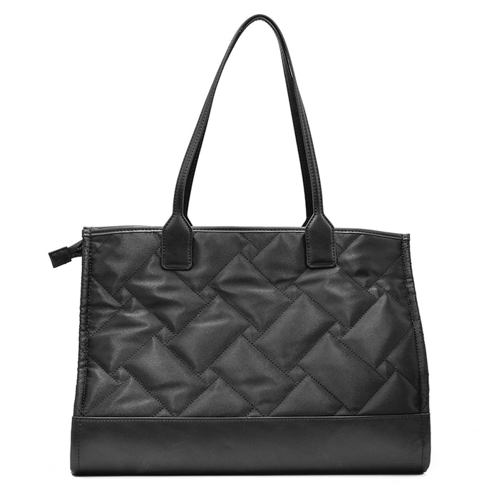 Borsa Kurt Geiger Nero Shopper Nylon Riciclato Logo Lamina Oro