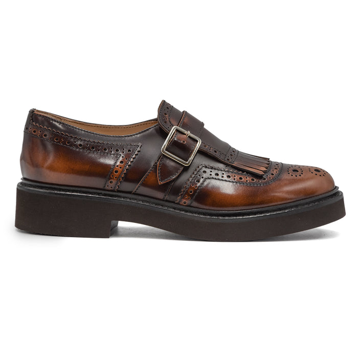 Doucal's Donna Cognac Monk Strap Classica Con Fibbia Laterale