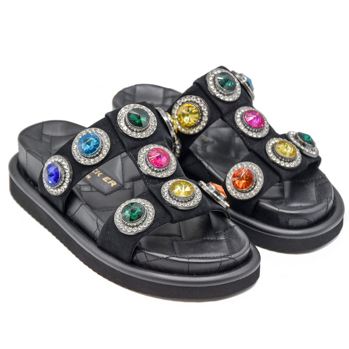 Kurt Geiger Sandali Orson Cristal Nero Con Pietre Oversize Donna