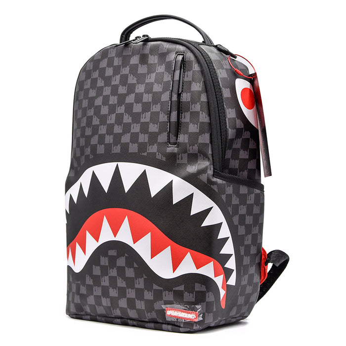 Sprayground DRIP CHECK SHARK Zaino Grigio Nero Con Mini Colature