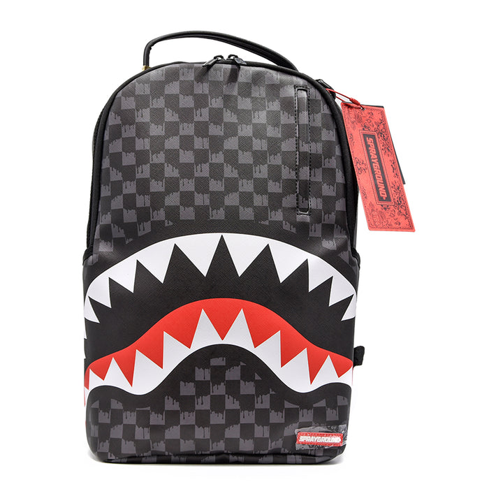 Sprayground DRIP CHECK SHARK Zaino Grigio Nero Con Mini Colature