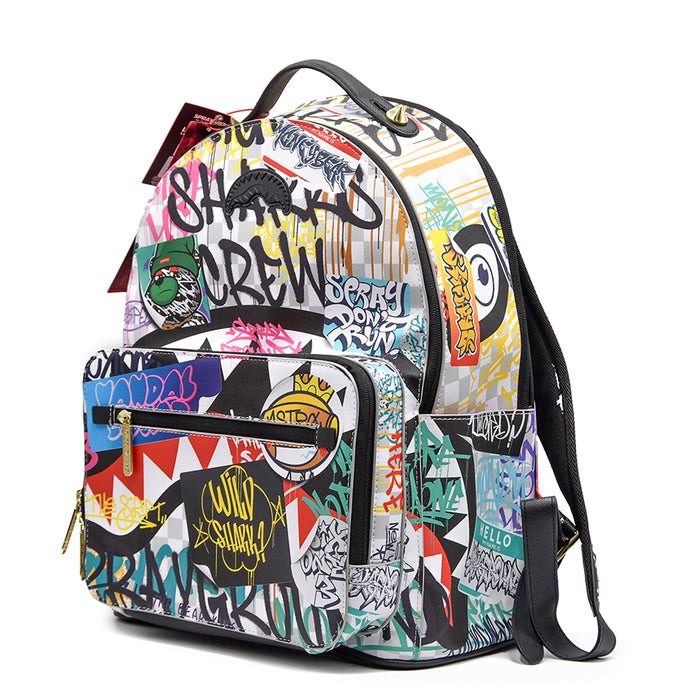 Zaino Sprayground SIP THE RIZZ CREAM GRAFFITI CARGO Con Tascona