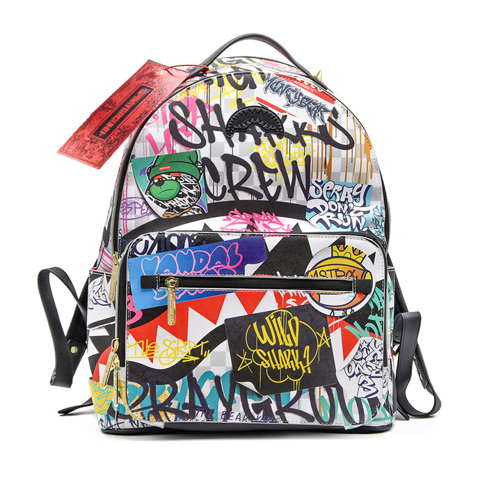 Zaino Sprayground SIP THE RIZZ CREAM GRAFFITI CARGO Con Tascona