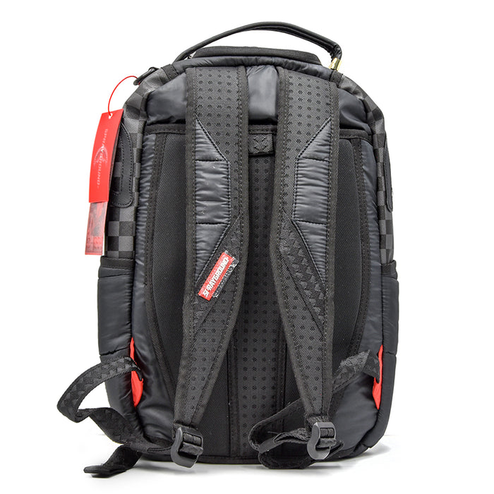 Sprayground Zaino Nero BLACK PUFFER GREY CHECK Con Parte Imbottita