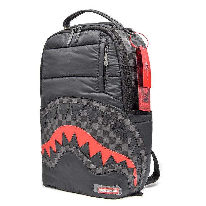 Sprayground Zaino Nero BLACK PUFFER GREY CHECK Con Parte Imbottita