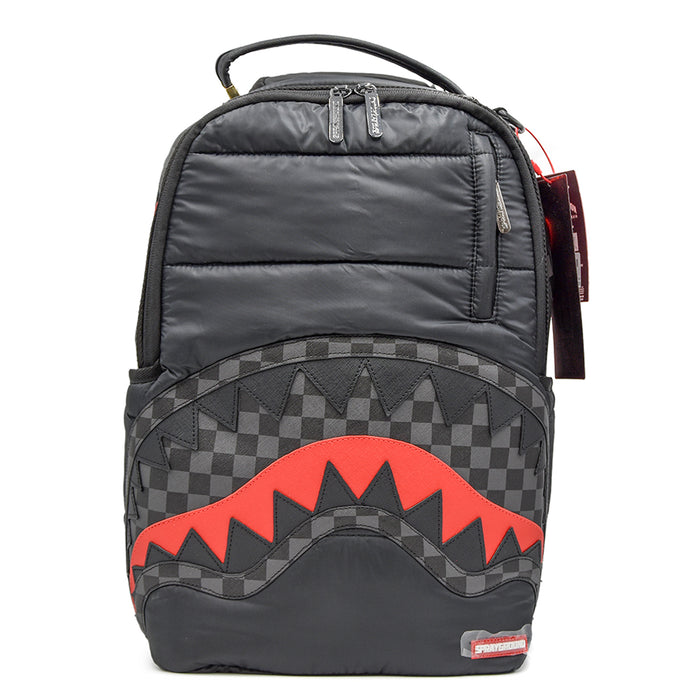 Sprayground Zaino Nero BLACK PUFFER GREY CHECK Con Parte Imbottita