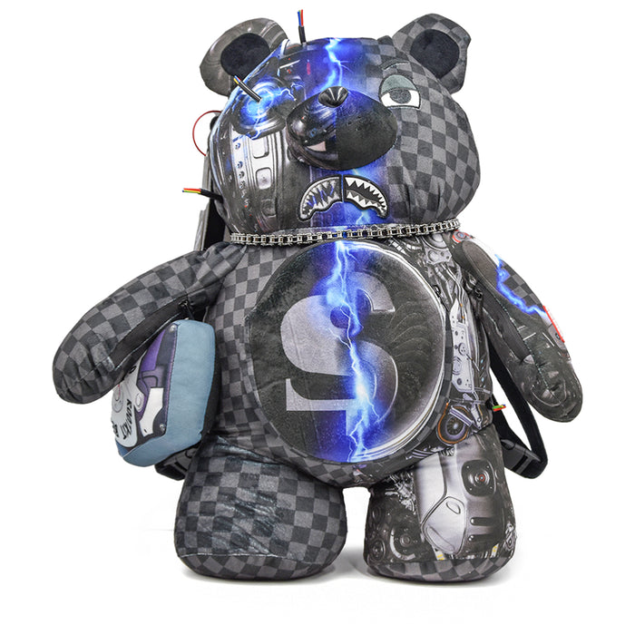 Sprayground Zaino CYBORG BEAR A Forma Di Orso Cyborg Nero Grigio