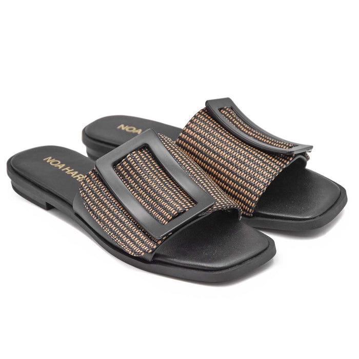 Noa Harmon Black Beige Sandals With Creative Combinations Women