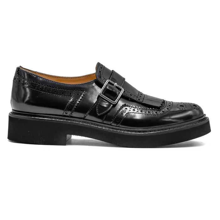 Doucal's Donna Lucido Nero Monk Strap L'Elegante Made In Italy