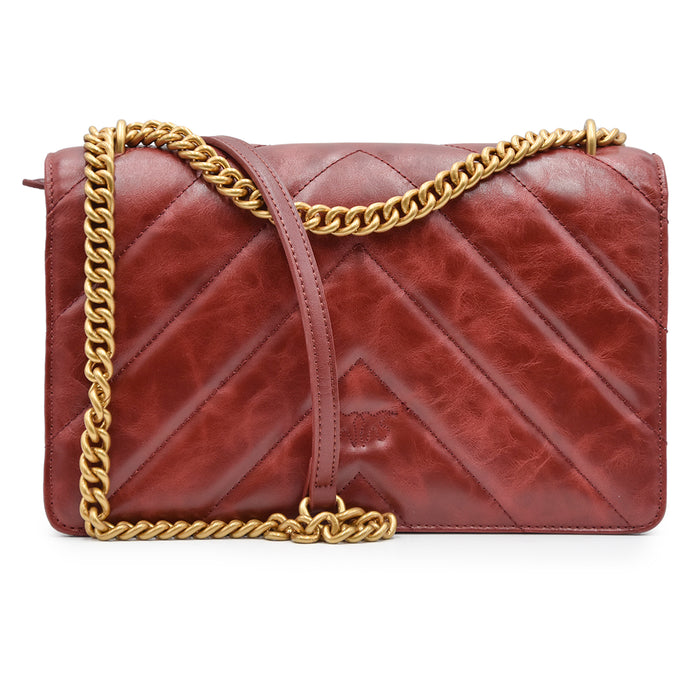 Borsa Pinko Big Pelle Craquelé Rosso Iconico Motivo Chevron