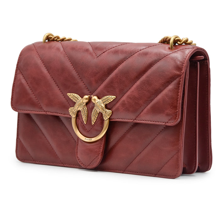 Borsa Pinko Big Pelle Craquelé Rosso Iconico Motivo Chevron