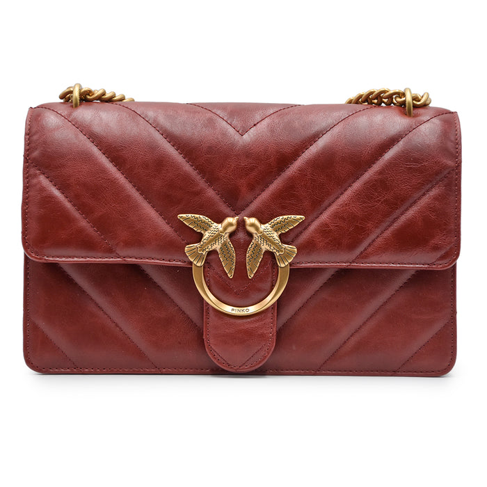 Borsa Pinko Big Pelle Craquelé Rosso Iconico Motivo Chevron