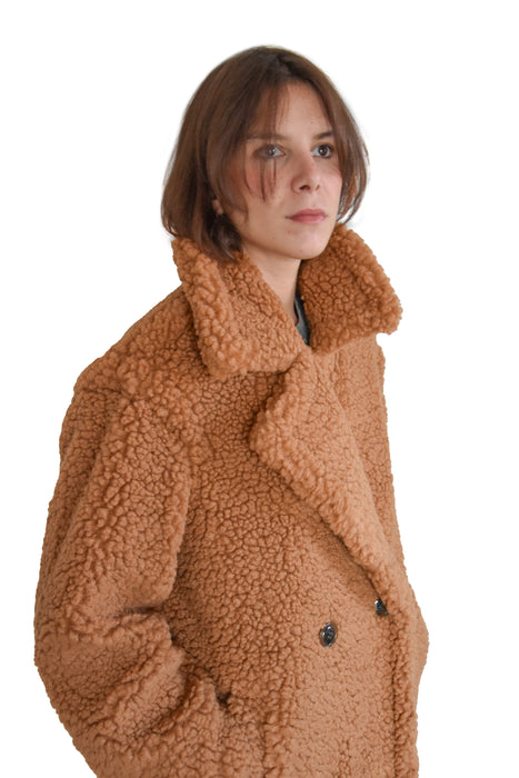 Cappotto Ugg Tabacco Gertrude Donna Long Teddy Coat Lussuoso