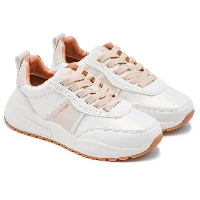 Sneakers Donna Alexander Smith Eco-Dover Bianco Rose Linee Casual