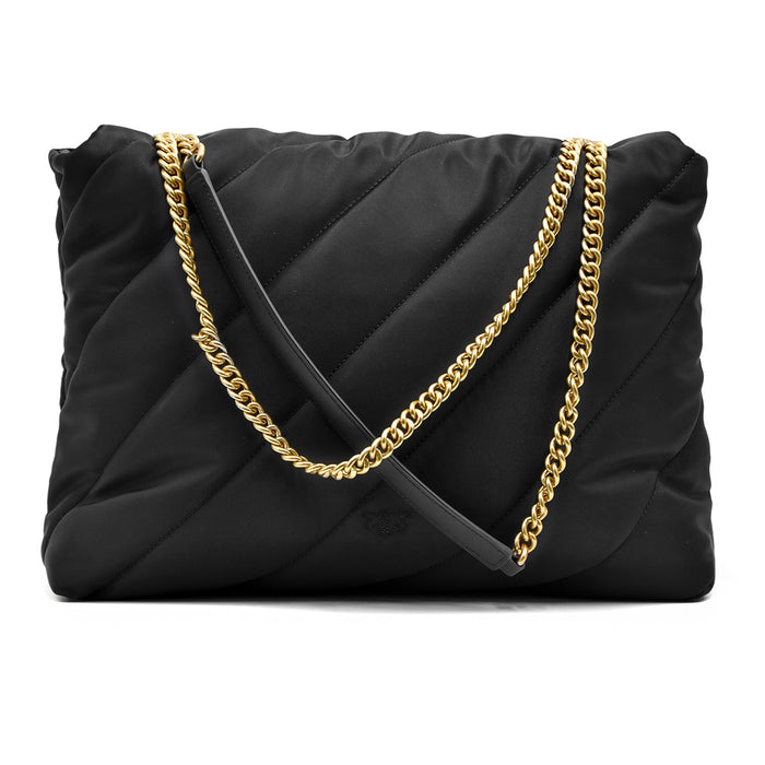 Borsa Love Puff Extra Nero Tessuto Recycled Impreziosita Dal Logo