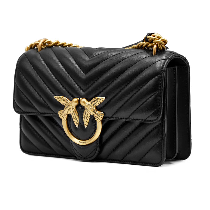 Pinko Black Love One Mini Bag With Iconic Contrasting Logo