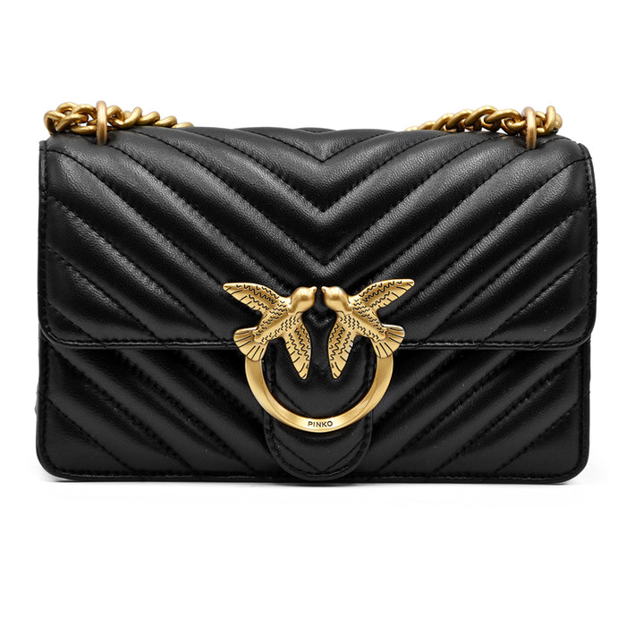 Pinko Black Love One Mini Bag With Iconic Contrasting Logo