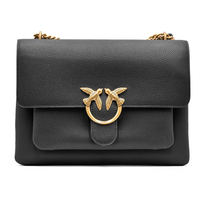 Pinko Borsa Love Bag One Soft Nero In Morbida Pelle Martellata