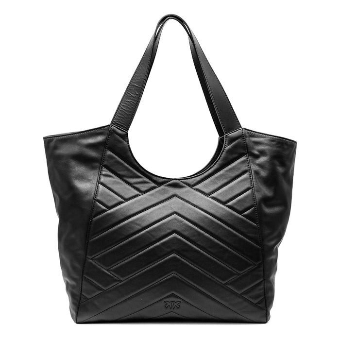 Black Pinko Quilted Tote Puzzle Bag Microfiber Interior