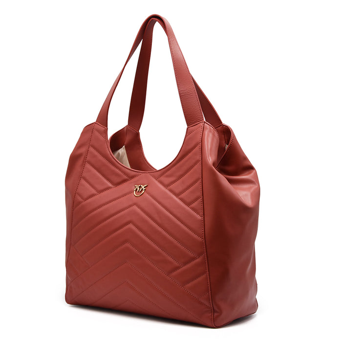 Tote Bag Puzzle Pinko Red Bag With Mini Gold Logo On The Front