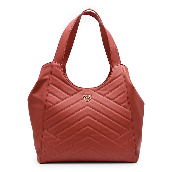 Tote Bag Puzzle Pinko Red Bag With Mini Gold Logo On The Front