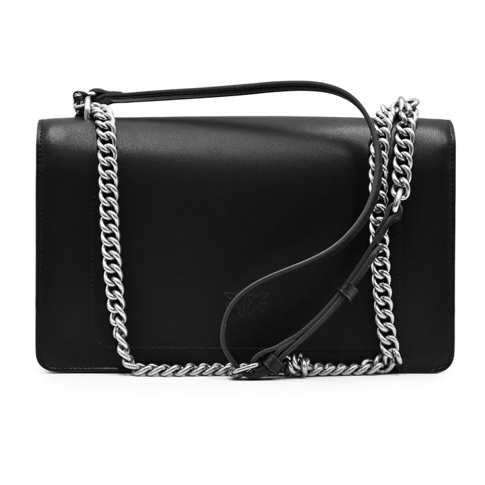 Pinko Black Love One Classic Bag Love Birds Diamond Cut Buckle