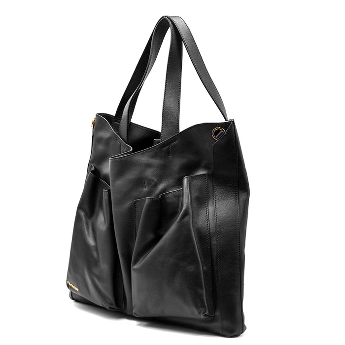 Borsa Orciani Buys Soft Martellata Nero Con Maxi Tasche A Vista