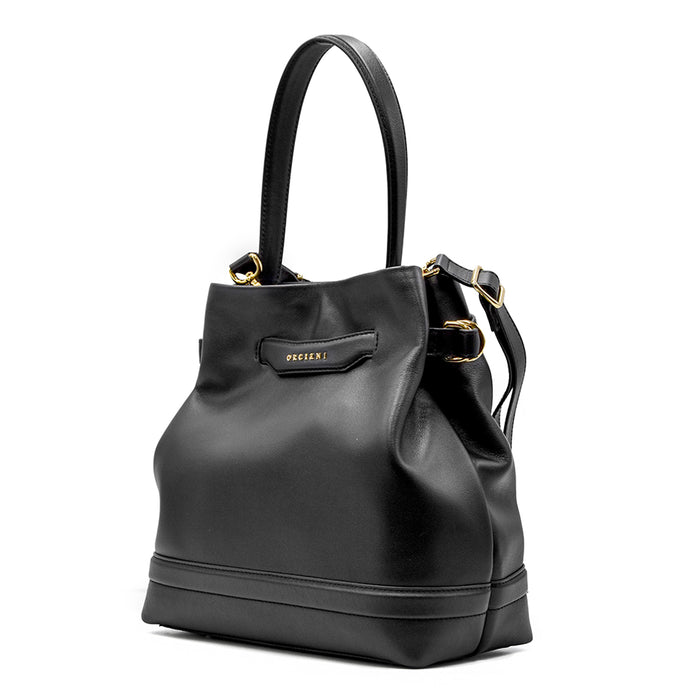 Orciani Nero Borsa Becky Elegante Balza Fascetta Logata Frontale