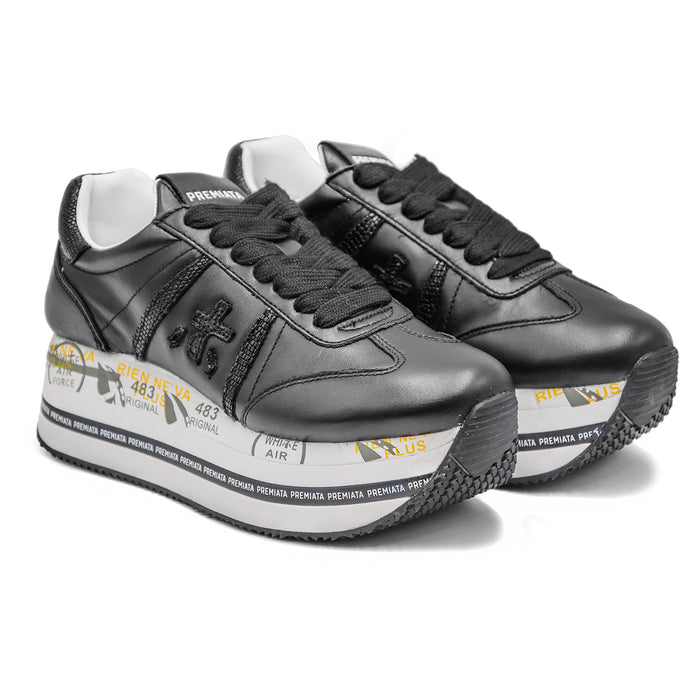 Premiata Sneakers Beth 7107 Nero Dalla Suola Importante Donna