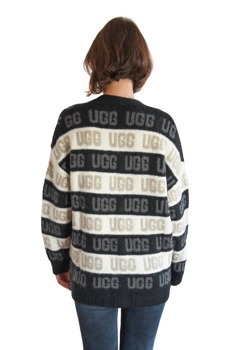 Cardigan Ugg Graphic Bianco E Nero Donna Impreziosito Dal Logo