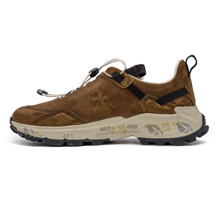 Sneakers Premiata Uomo Cross.2 382 Marrone Dettagli In Tessuto