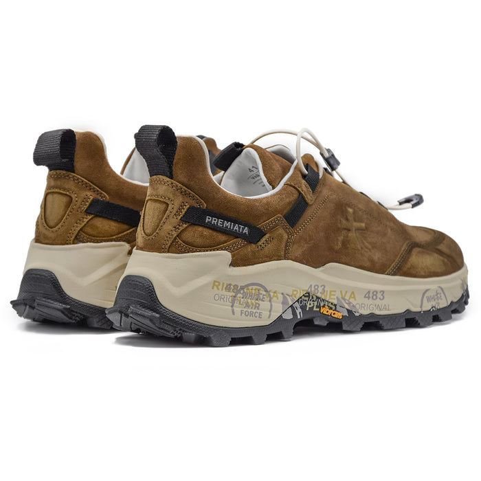 Sneakers Premiata Uomo Cross.2 382 Marrone Dettagli In Tessuto