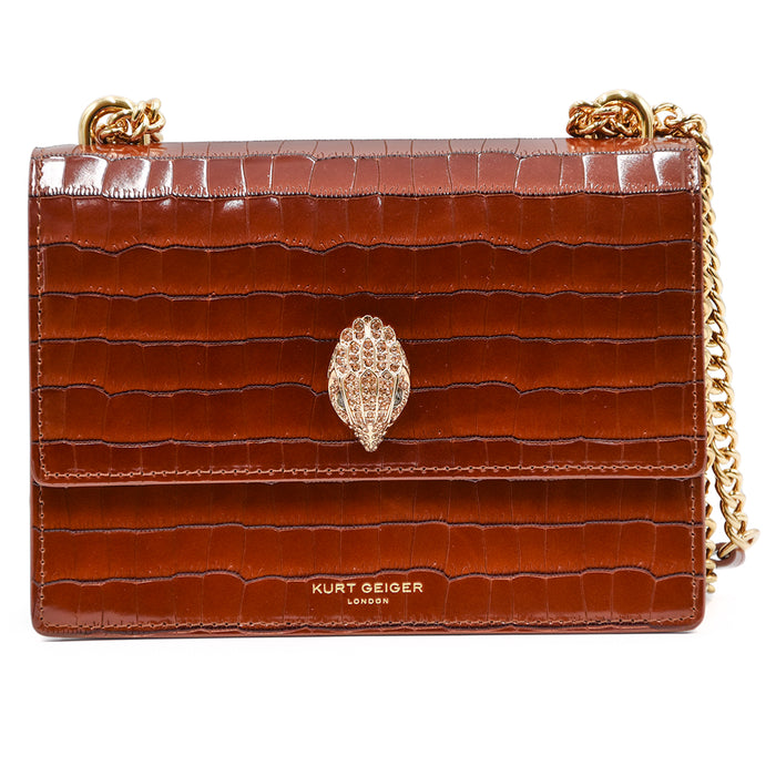 Kurt Geiger Shoreditch Cognac Shoulder Bag With Leather Insert