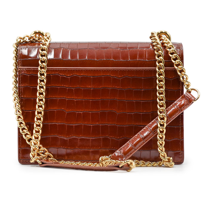 Kurt Geiger Shoreditch Cognac Shoulder Bag With Leather Insert