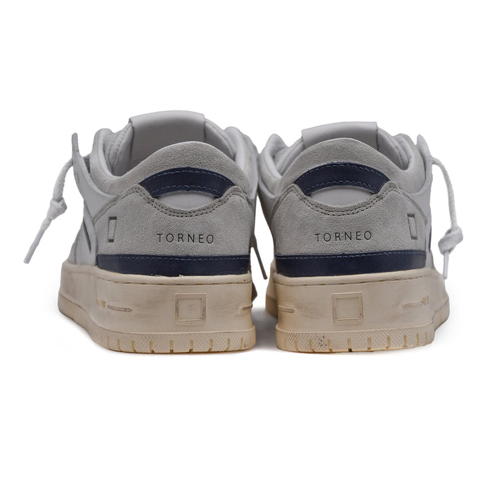 Sneakers D.A.T.E. Torneo Vintage Bianco Blu Logo Posteriore Uomo