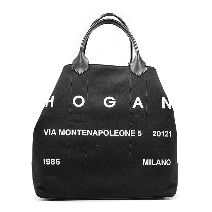 Hogan Borsa Nero Grande Script Realizzata Trattamento Idrofobico