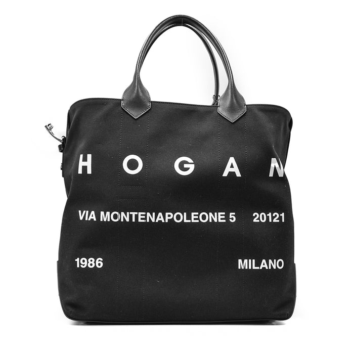 Hogan Borsa Nero Grande Script Realizzata Trattamento Idrofobico Sabot Arezzo