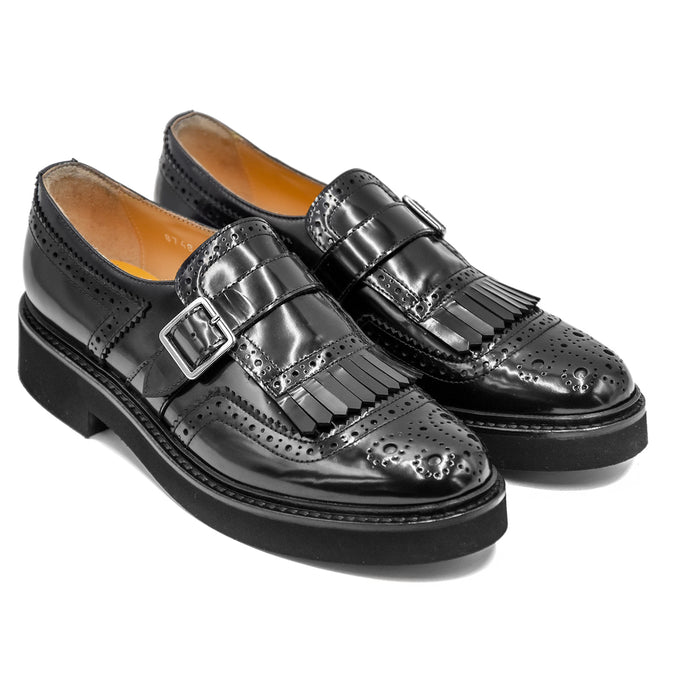 Doucal's Donna Lucido Nero Monk Strap L'Elegante Made In Italy