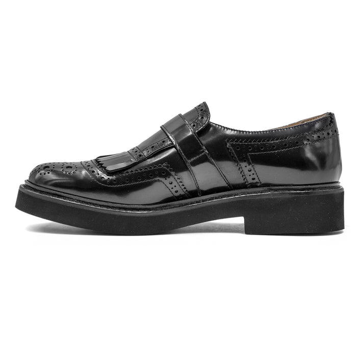 Doucal's Donna Lucido Nero Monk Strap L'Elegante Made In Italy