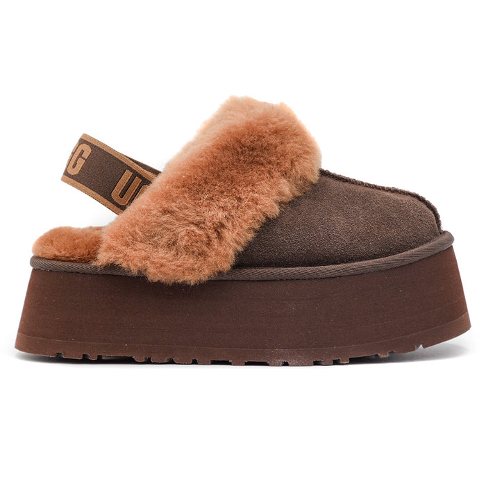 Ugg Funkette Sabot  Donna Camoscio Con Plateau A Strati Marrone