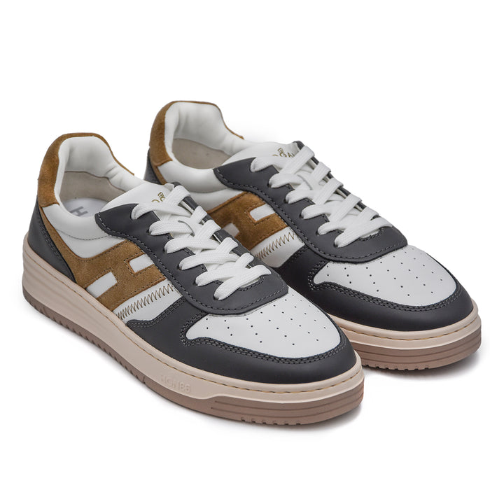 Hogan H630 Sneakers Uomo Bianco Blu Con Suola A Righe Sfumate