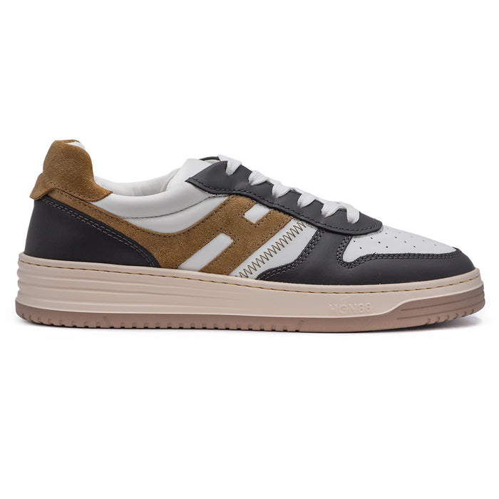 Hogan H630 Sneakers Uomo Bianco Blu Con Suola A Righe Sfumate