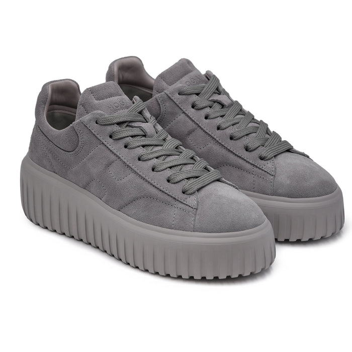 Hogan H-Stripes Women's Sneakers Grey With Vertical Grooves