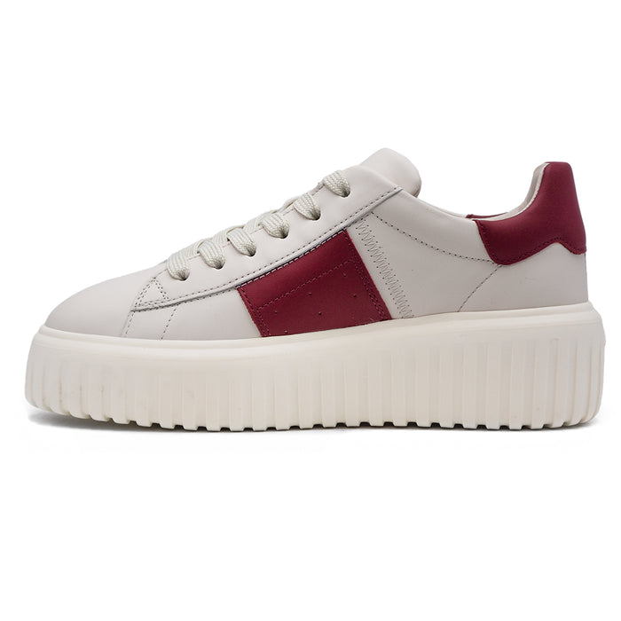 Hogan New H-Stripes Sneakers Avorio Con Fascia Bordeaux Donna