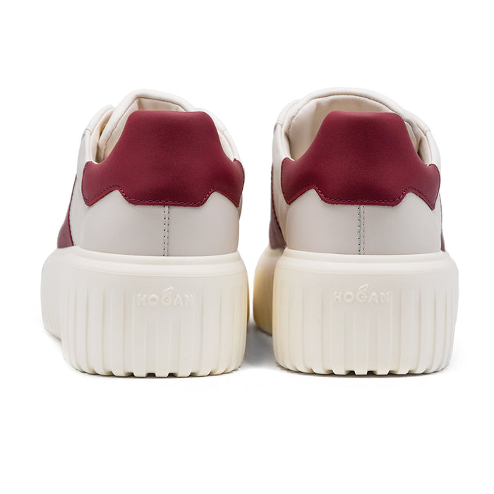 Hogan New H-Stripes Sneakers Avorio Con Fascia Bordeaux Donna